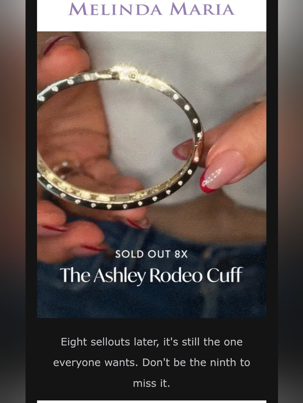 Melinda Maria Stunning Bracelwt Ashley Rodeo 6.5 -7 Gold New